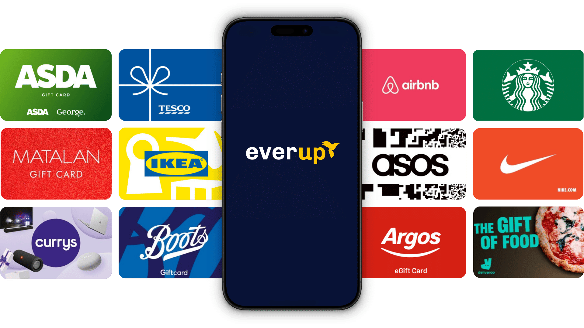 gift card brands offering cashback inside the everup app